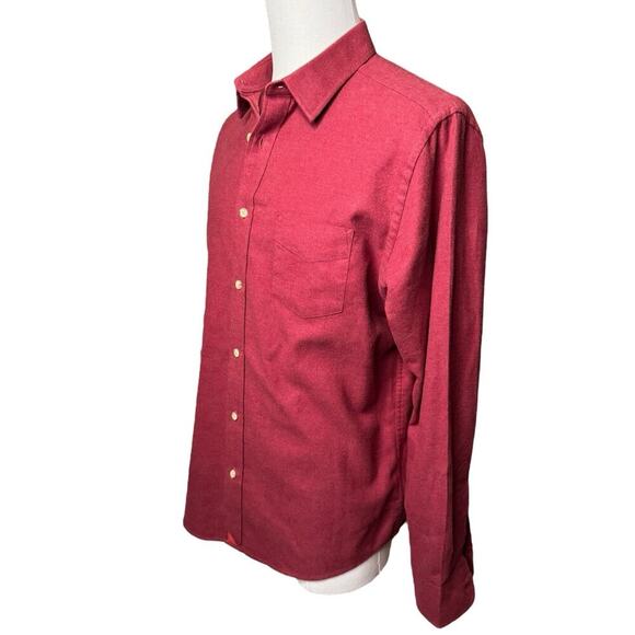 Untuckit Sherwood Flannel Shirt Men's Large Maroon Red Slim Fit Style 35722 - Picture 2 of 8